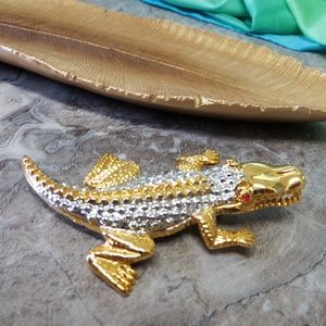 Alligator Crocodile Reptile Statement Brooch Pin